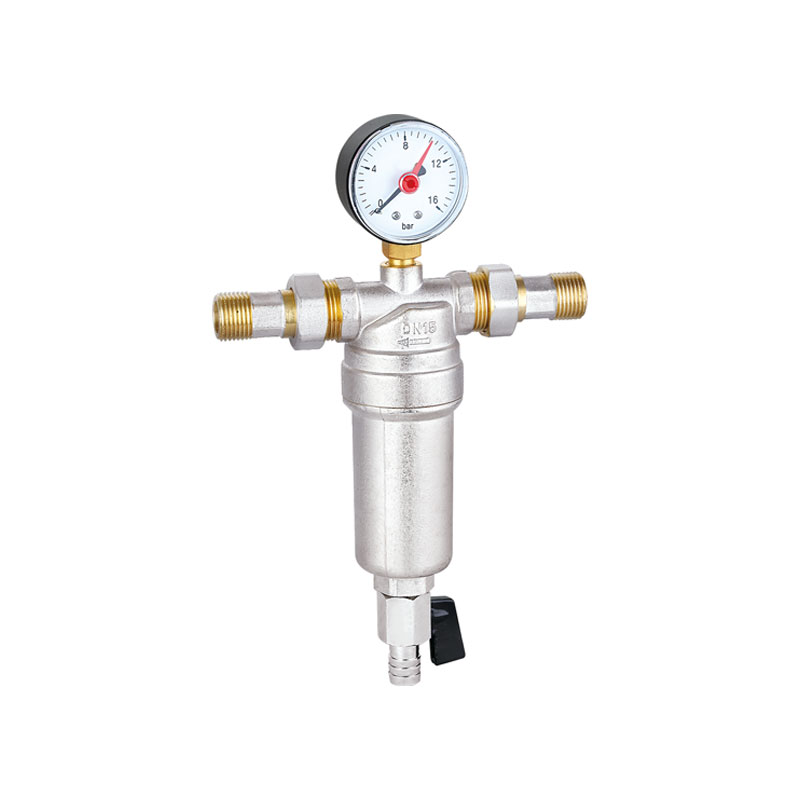 Garrafa de latão Filtro de água com manômetro para água fria AMT-3021